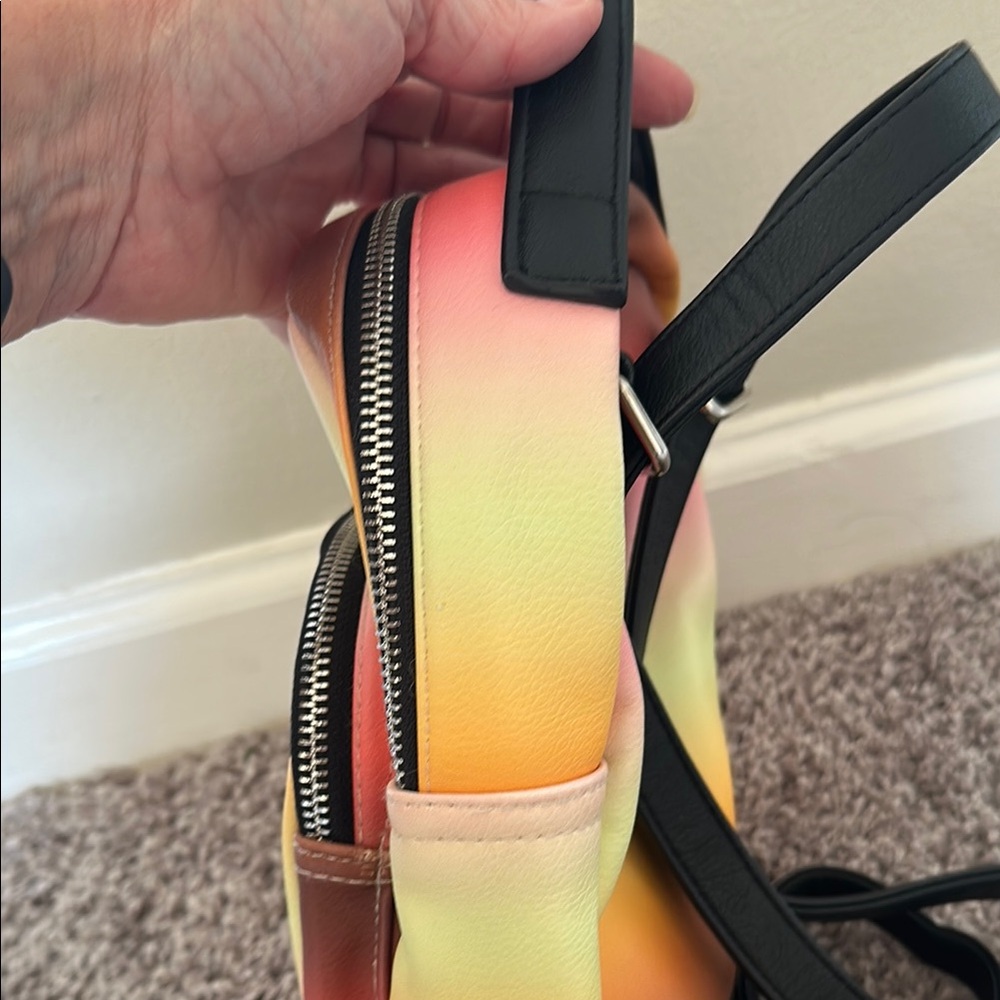 2/$20 Mini Backpack Purse Wild Fable in&out zip pockets adj straps Yellow Pink - Picture 6 of 12